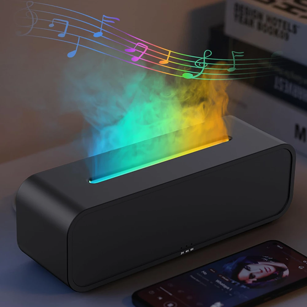 Tevorex 250ML Colorful Flame Aromatherapy Diffuser Dynamic Fire Flame  Cool Mist Humidifier with 7 Colors Light Remote Control Timer and Auto Off Function for Home Office