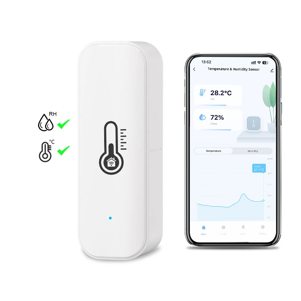 Tuya WiFi Indoor Smart Temperature Humidity Sensor Hygrometer Battery Powered APP Monitoring For Alexa Google Home Voice