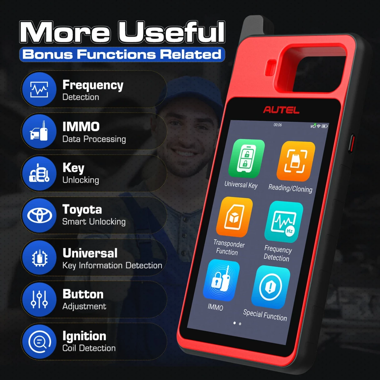 Autel MaxiIM KM100 Key Fob Programmer Immobilizer Tool Key Creation IMMO Learning Chip Read Cloning Frequency