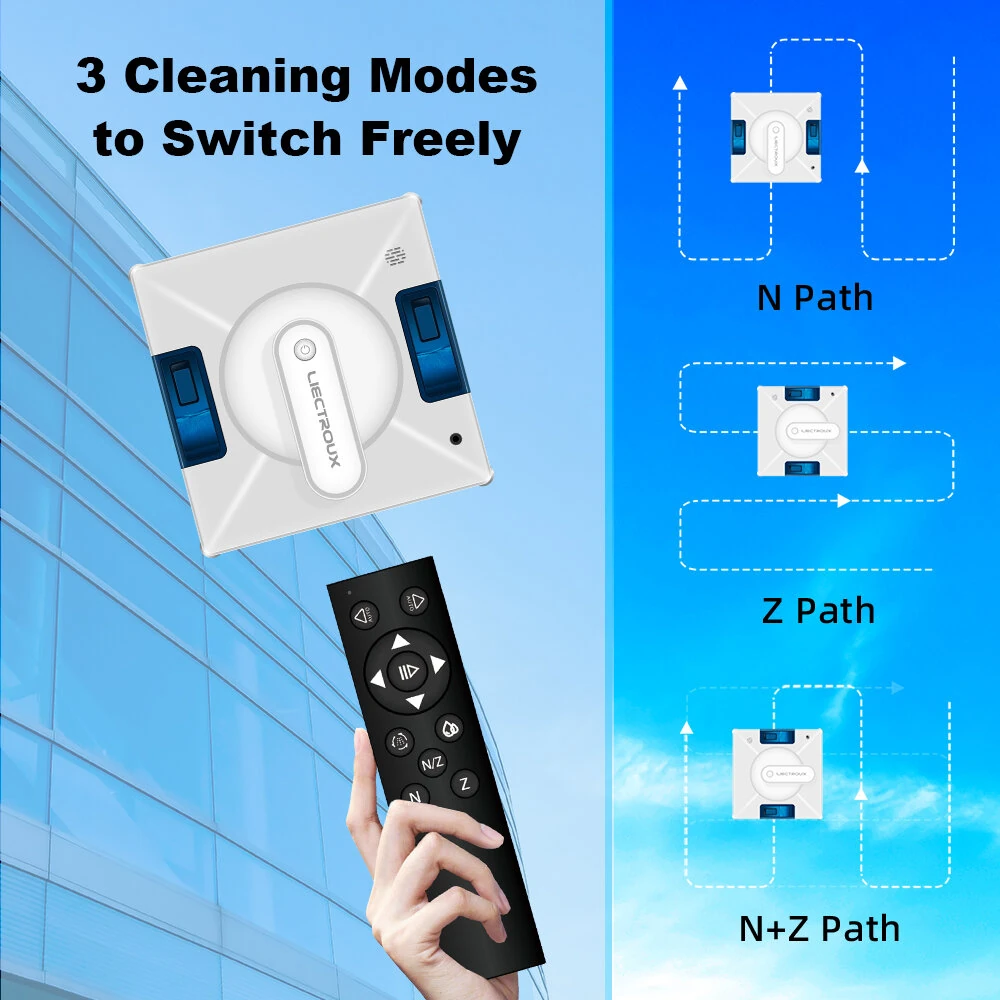 [EU Direct]Liectroux YW509 Robot Window Cleaner,4-Way Water Spray, Strong Vacuum, Smart Memory,Intelligent Navigation,Multiple Safety System, Frameless Works, Remote and App Control,Voice Prompts