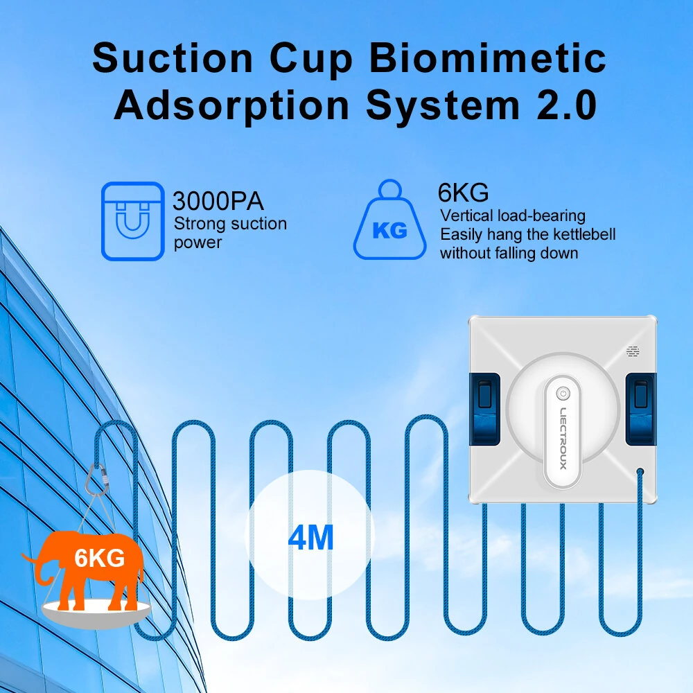 [EU Direct]Liectroux YW509 Robot Window Cleaner,4-Way Water Spray, Strong Vacuum, Smart Memory,Intelligent Navigation,Multiple Safety System, Frameless Works, Remote and App Control,Voice Prompts