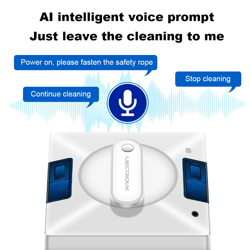 [EU Direct]Liectroux YW509 Robot Window Cleaner,4-Way Water Spray, Strong Vacuum, Smart Memory,Intelligent Navigation,Multiple Safety System, Frameless Works, Remote and App Control,Voice Prompts