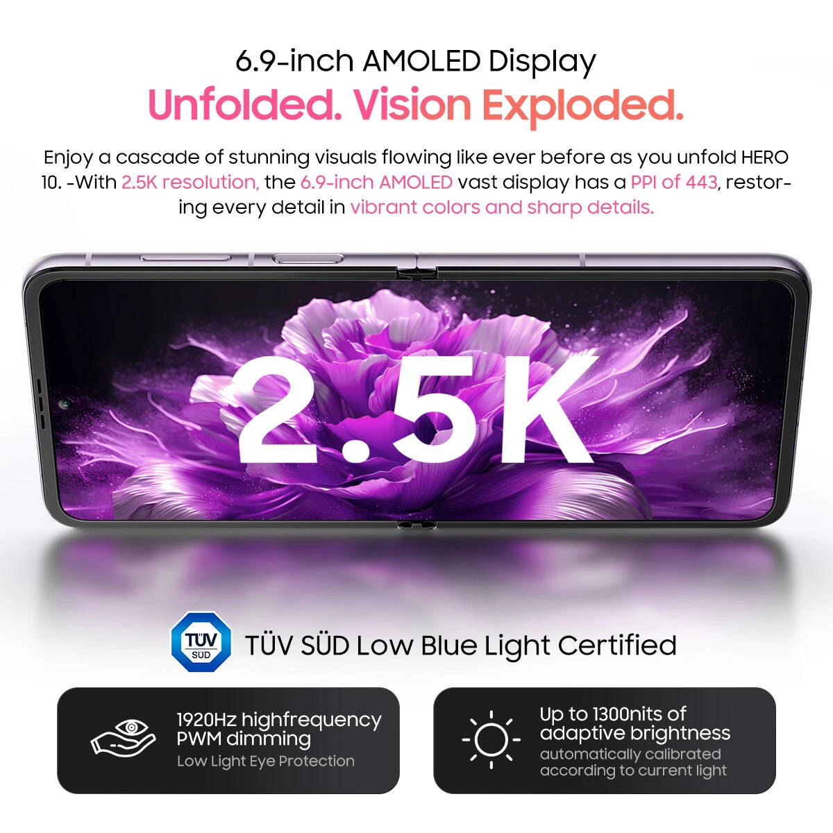 [EU Direct] Blackview HERO 10 6.9 inch 2.5K AMOLED Folding Display 36GB 256GB 45W Fast Charge 108MP Camera NFC Helio G99 Octa Core 4G Smartphone