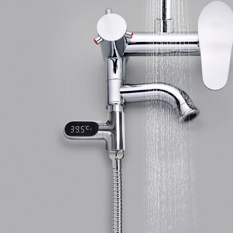 LED Display Household Water Shower Thermometer 5-85 ℃ Flow Self-Powered Water Thermometer Monitoring Baby Care Energy Smart Meter
