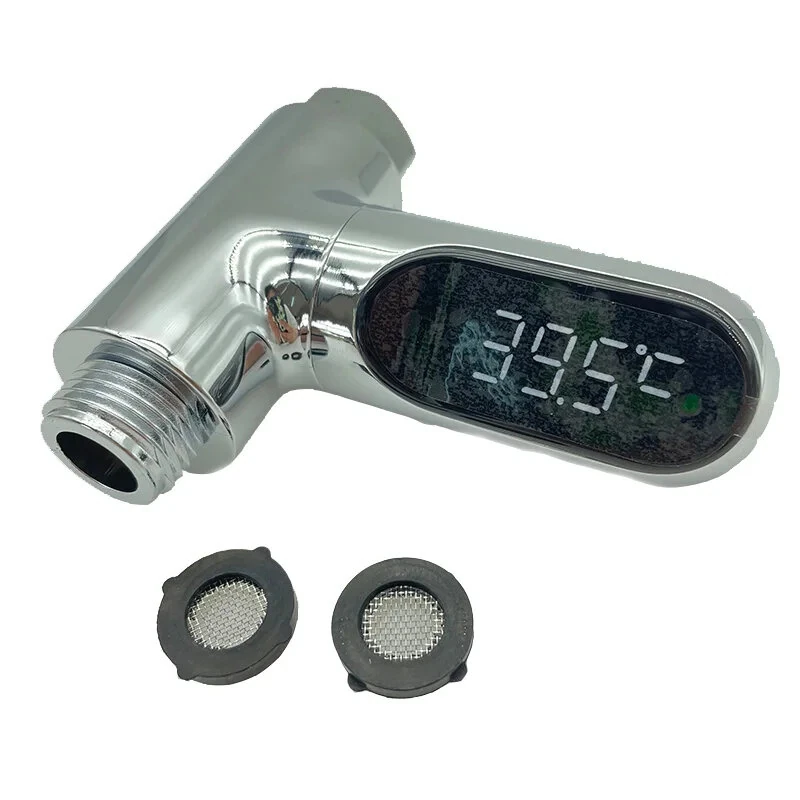 LED Display Household Water Shower Thermometer 5-85 ℃ Flow Self-Powered Water Thermometer Monitoring Baby Care Energy Smart Meter