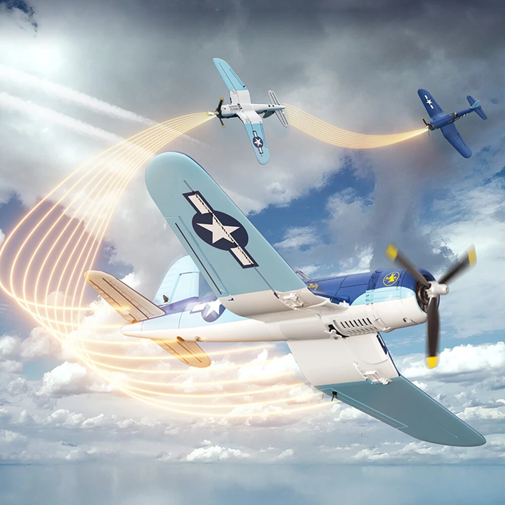 Eachine F4U CORSAIR VMF-217 2.4G 4CH Brushless 500mm Wingspan 6-axis Gyro One Key Take off Aerobatic EPP Warbird Glider RC Airplane BNF/RTF for Beginner