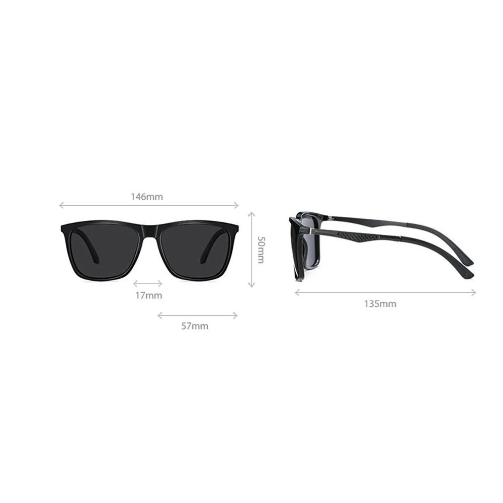 Fashion Black Square TAC Polarized Sunglasses UV400 Protection Sun Eyewear Glasses for Outdoor Cycling Driving Travel Fishing