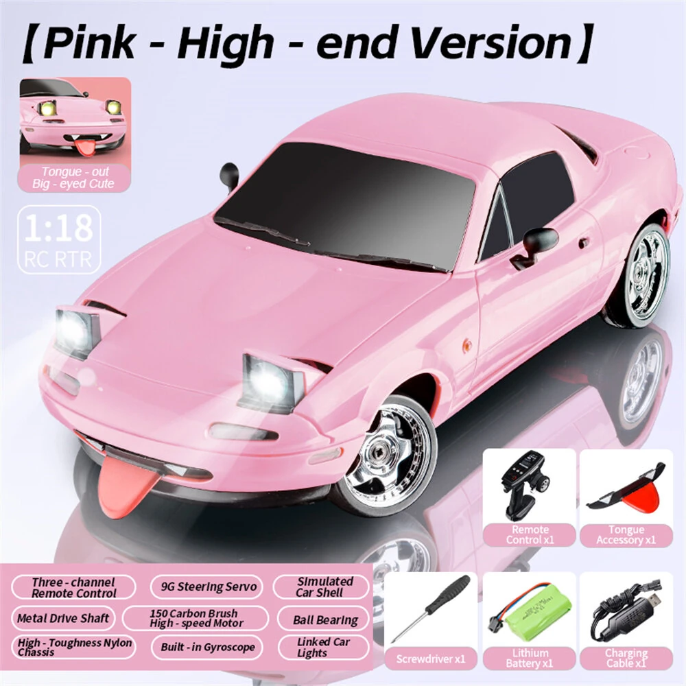 LDRC 1804 RTR 1/18 2.4G RWD RC Car Drift for Mazda MX-5 Gyro LED Light On-Road Full Proportional Racing Vehicles Models Toys