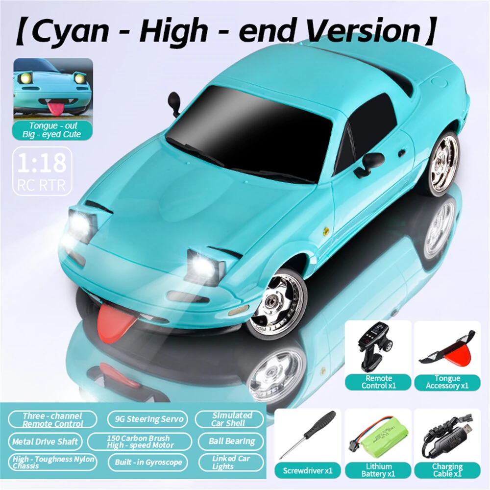 LDRC 1804 RTR 1/18 2.4G RWD RC Car Drift for Mazda MX-5 Gyro LED Light On-Road Full Proportional Racing Vehicles Models Toys