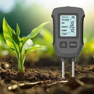 5 in 1 Soil Tester PH Moisture Temp Fertility Light Sensor Digital LCD Meter Humidity Monitor for Flower Plants Gardening Greenhouse