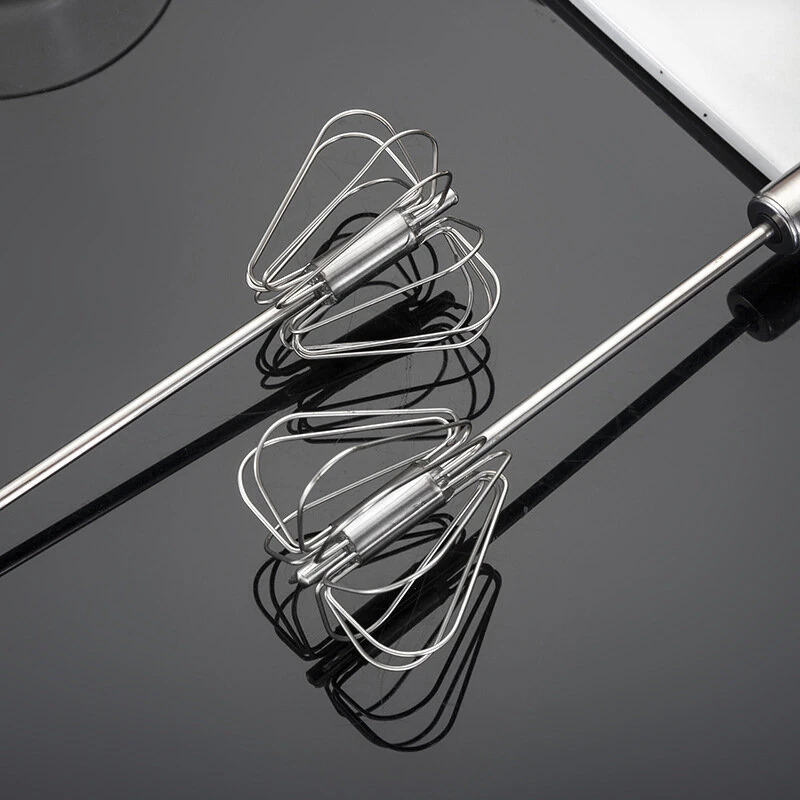 Stainless Steel Semi-Automatic Egg Beater Press Rotating Egg Beater Stir Bar Household Cream Egg Mixer Baking Gadget
