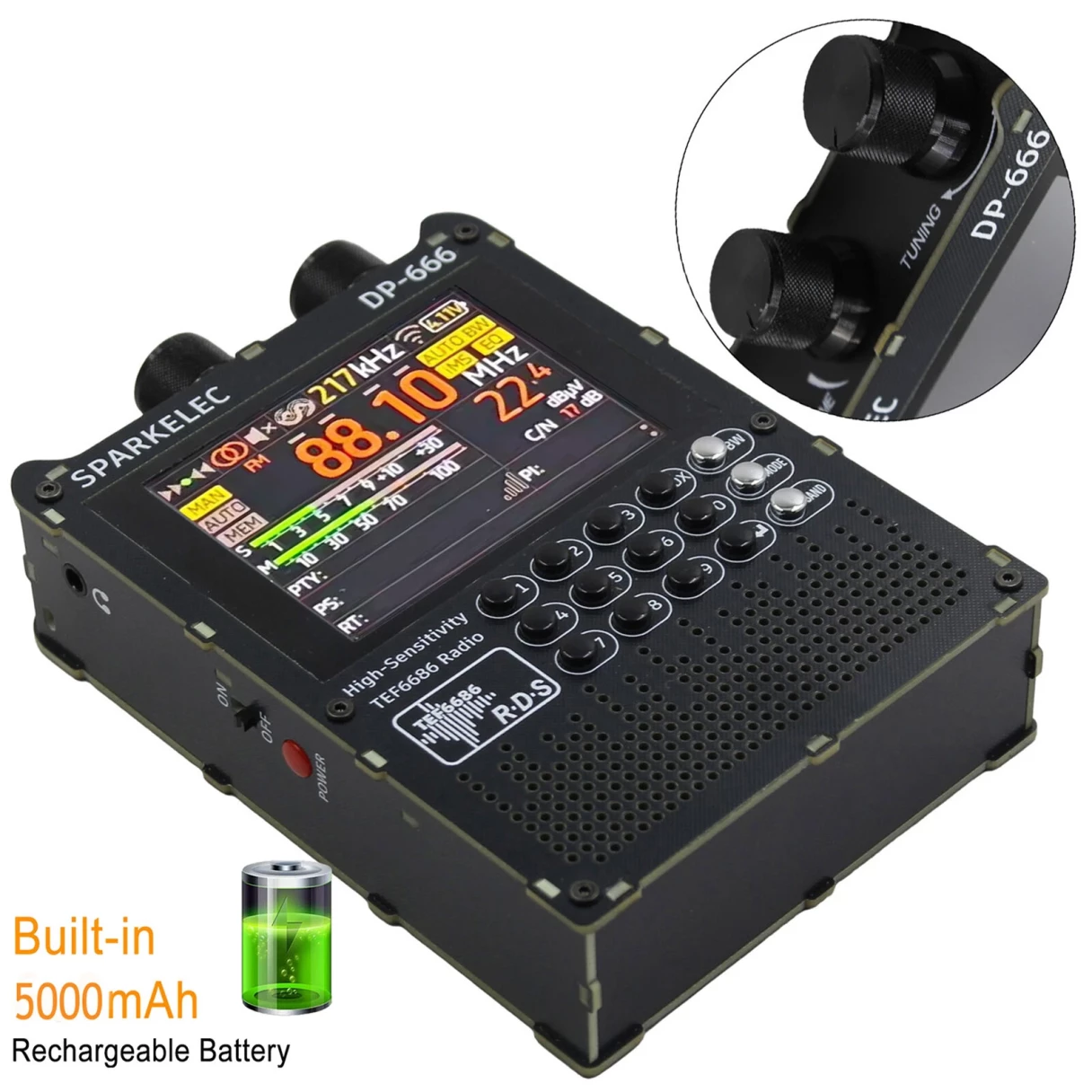 TEF6686 Full Band DP666 Shortwave Radio ESP32 FM/LW/MW/SW High Sensitivity Radio with 2.8 inch IPS Touch Screen