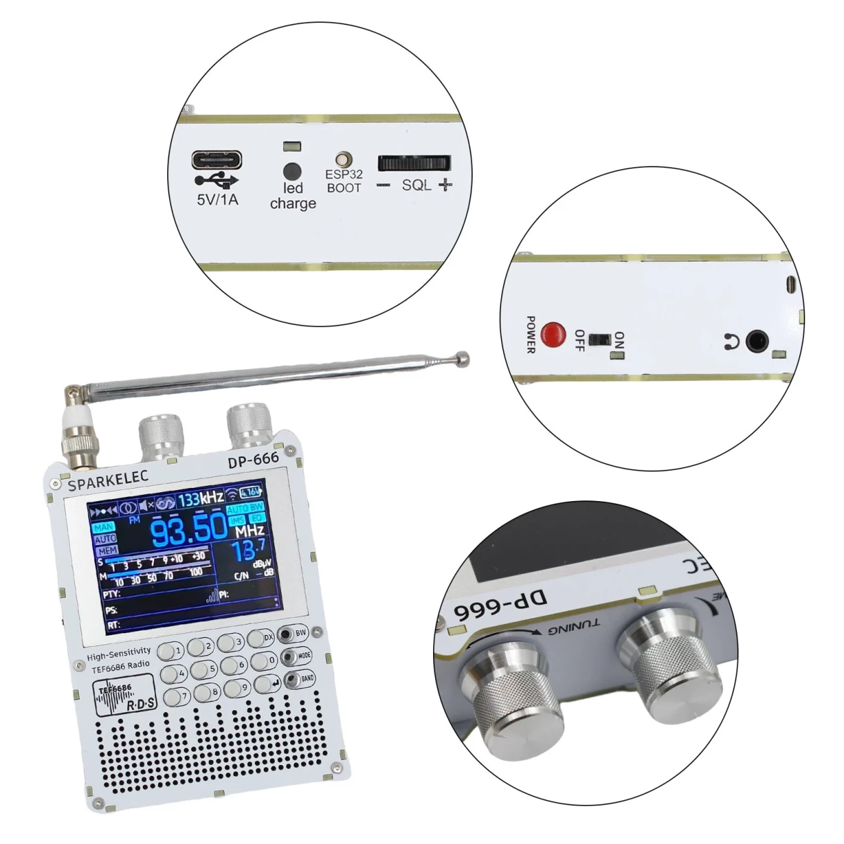 TEF6686 Full Band DP666 Shortwave Radio ESP32 FM/LW/MW/SW High Sensitivity Radio with 2.8 inch IPS Touch Screen