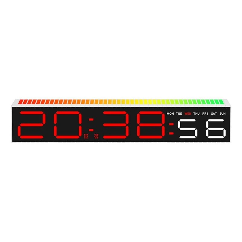 RGB Light Table Clock LED Alarm Clock Speaker Display Colorful 3 Levels Brightness Dual Mode LED Lamp Strip Rhythm Pickup Design for Home Desktop
