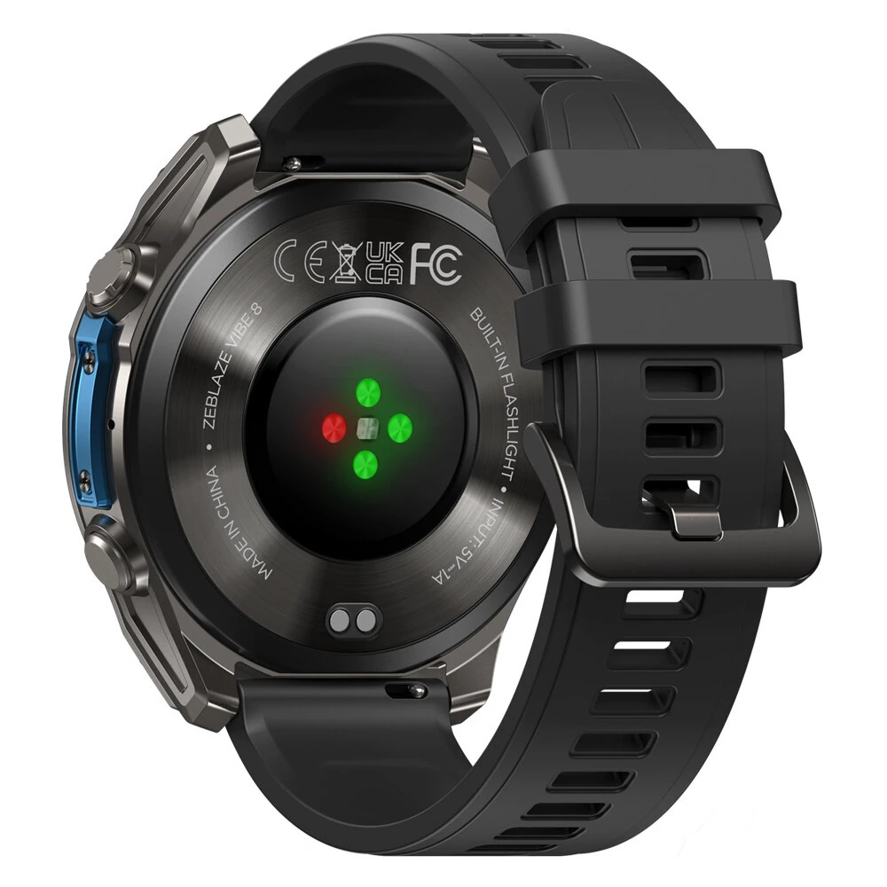 [World Premiere]Zeblaze Vibe 8 1.43-inch AMOLED 818H SapphireLens Built-in LED Flashlight 60 Days Battery Life 5ATM&IP69K Waterproof bluetooth Call Heart Rate Blood Pressure Blood Oxygen Monitor Sleep Monitoring Multi-sport Modes Smart Watch