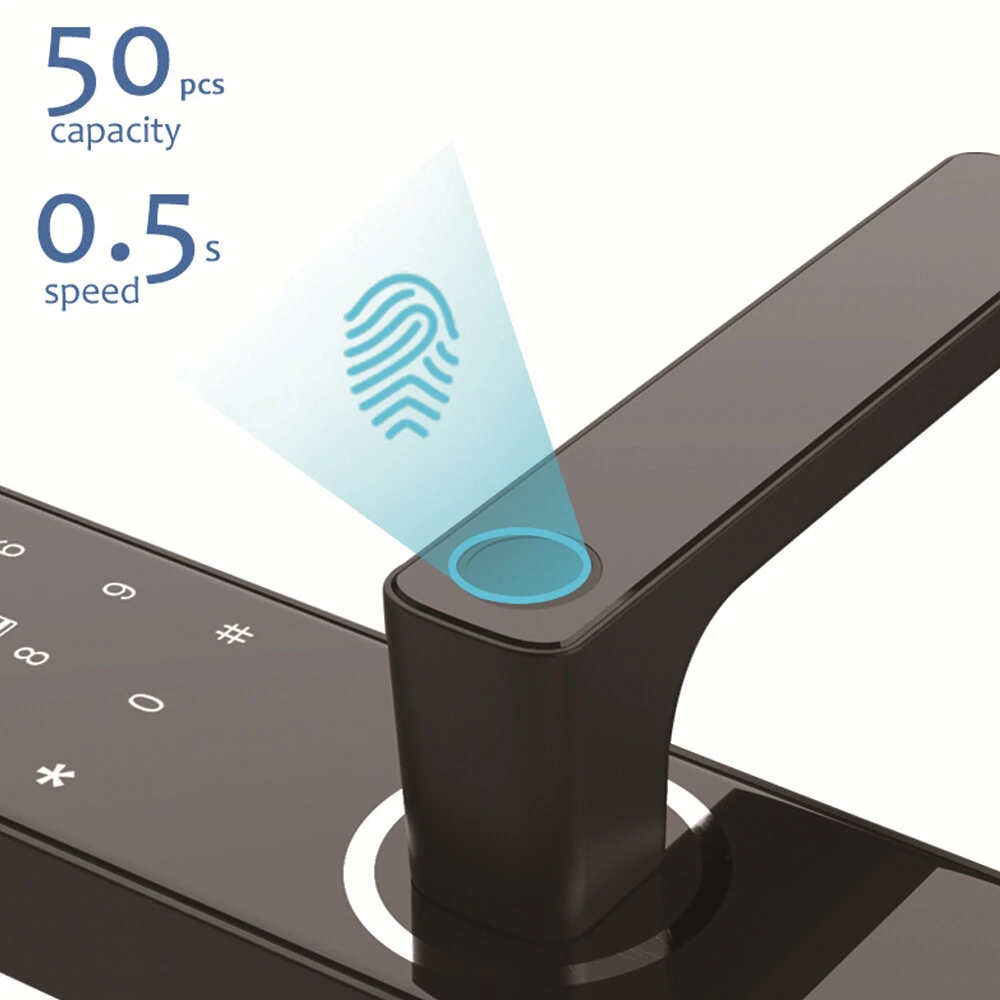 WAFU WF-F1 Tuya Smart WiFi Door Lock Aluminum Alloy Keyless Entry 5 in 1 Unlocked Methods APP Fingerprint Password Card Key Energy-Saving Micro-USB Emergency Power High Capacity
