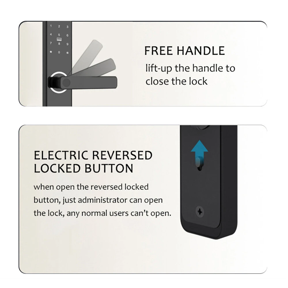 WAFU WF-F1 Tuya Smart WiFi Door Lock Aluminum Alloy Keyless Entry 5 in 1 Unlocked Methods APP Fingerprint Password Card Key Energy-Saving Micro-USB Emergency Power High Capacity