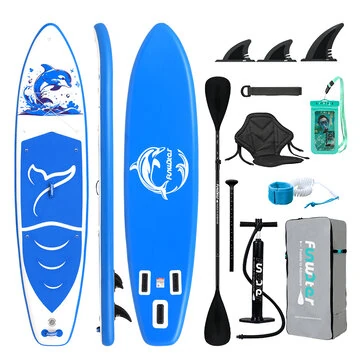 [EU Direct] FunWater 350*84*15CM Inflatable Stand Up Paddle Board Perfect Surfboard For Surfing Touring Yoga Fishing Unisex Adult Paddle Board With Seat, Adjustable Paddle, Pump, ISUP Travel