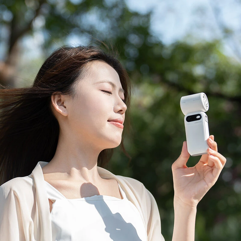 5-blade 100 Speed Handheld Turbine Electric Fan High Speed Outdoor Cooling High Wind Power Turbo Fan Small Fan Portable Smart Display Mini Fan