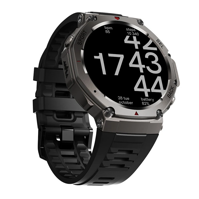 Rogbid M7 1.43-inch AMOLED Display GPS Compass&Barometric Altimeter 5ATM Waterproof bluetooth Call Heart Rate Blood Oxygen Monitor Sleep Monitoring Stress Tracking Menstrual Cycle Multi-sport Modes Smart Watch