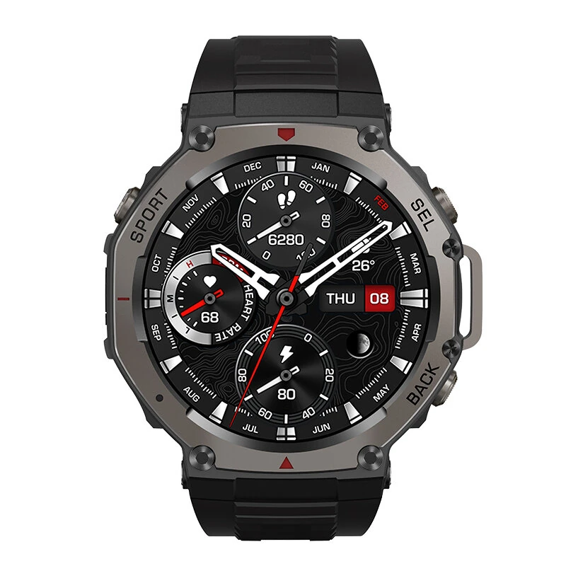 Rogbid M7 1.43-inch AMOLED Display GPS Compass&Barometric Altimeter 5ATM Waterproof bluetooth Call Heart Rate Blood Oxygen Monitor Sleep Monitoring Stress Tracking Menstrual Cycle Multi-sport Modes Smart Watch