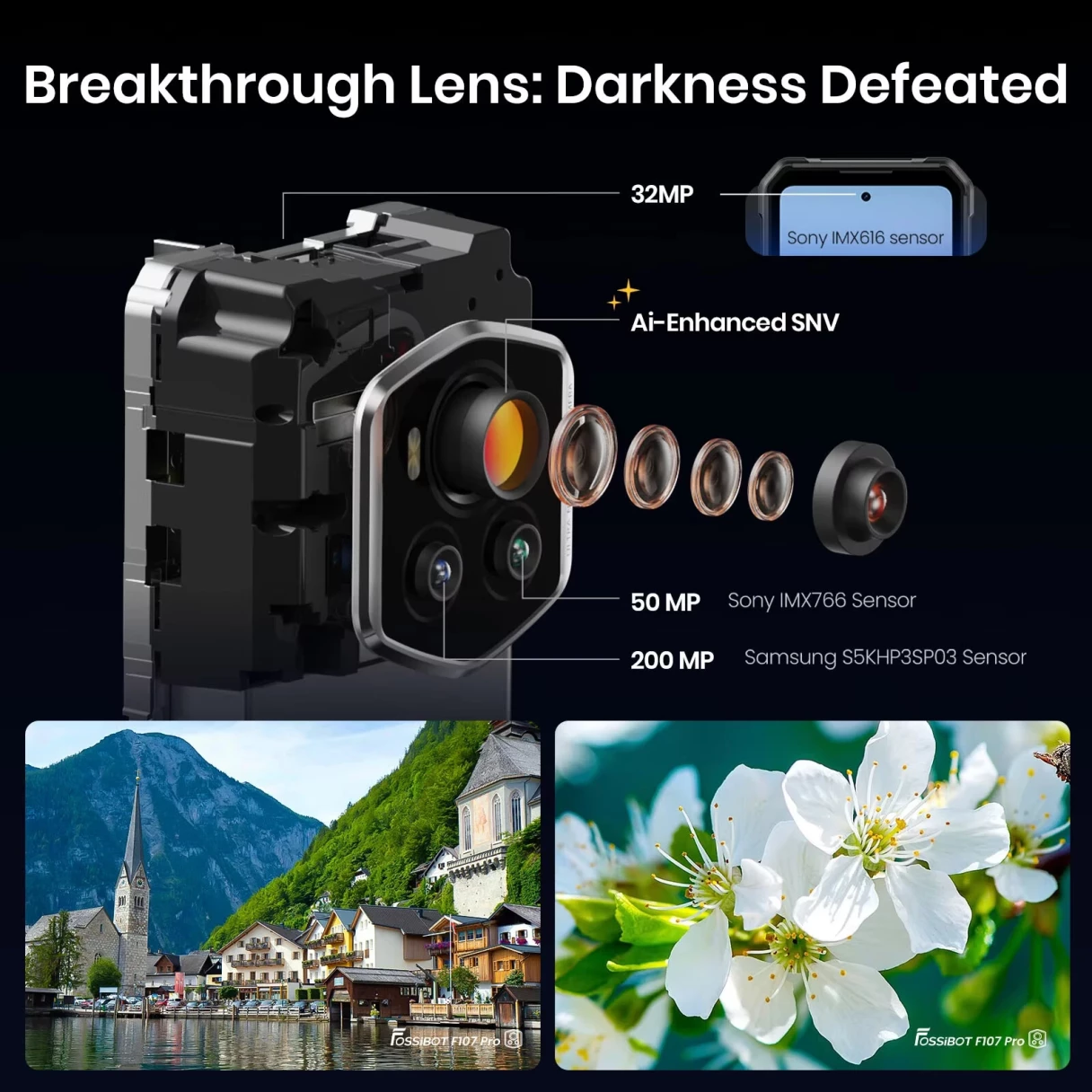 [EU Direct]FOSSiBOT F107 Pro 5G 28000mAh 200MP Camera 30GB 512GB Android 15 6.95 inch 120Hz 66W Fast Charge NFC IP68 IP69K Waterproof Dimensity 7300 Octa Core Rugged Smartphone