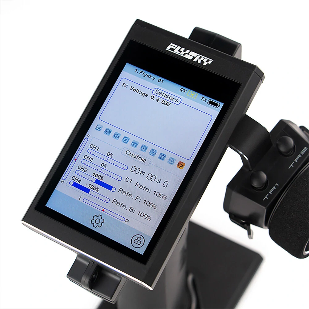 Flysky Noble NB4+ 2.4GHz 8CH AFHDS 3 Ultra Low Latency Radio Transmitter HVGA 3.5" Full Colors Touch Screen with FGr4S RC Receiver for RC Car Boat