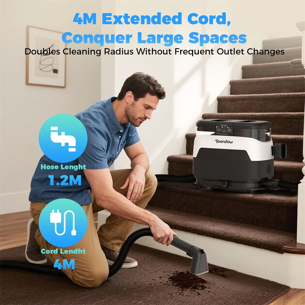 [EU Direct]Teendow C6 MAX Portable Carpet Cleaner Vacuums 1650W 12Kpa Multipurpose High Temperature Steam Carpet Cleaner With Dual Water Tank Spot Cleaner