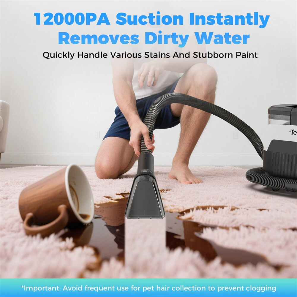 [EU Direct]Teendow C6 MAX Portable Carpet Cleaner Vacuums 1650W 12Kpa Multipurpose High Temperature Steam Carpet Cleaner With Dual Water Tank Spot Cleaner