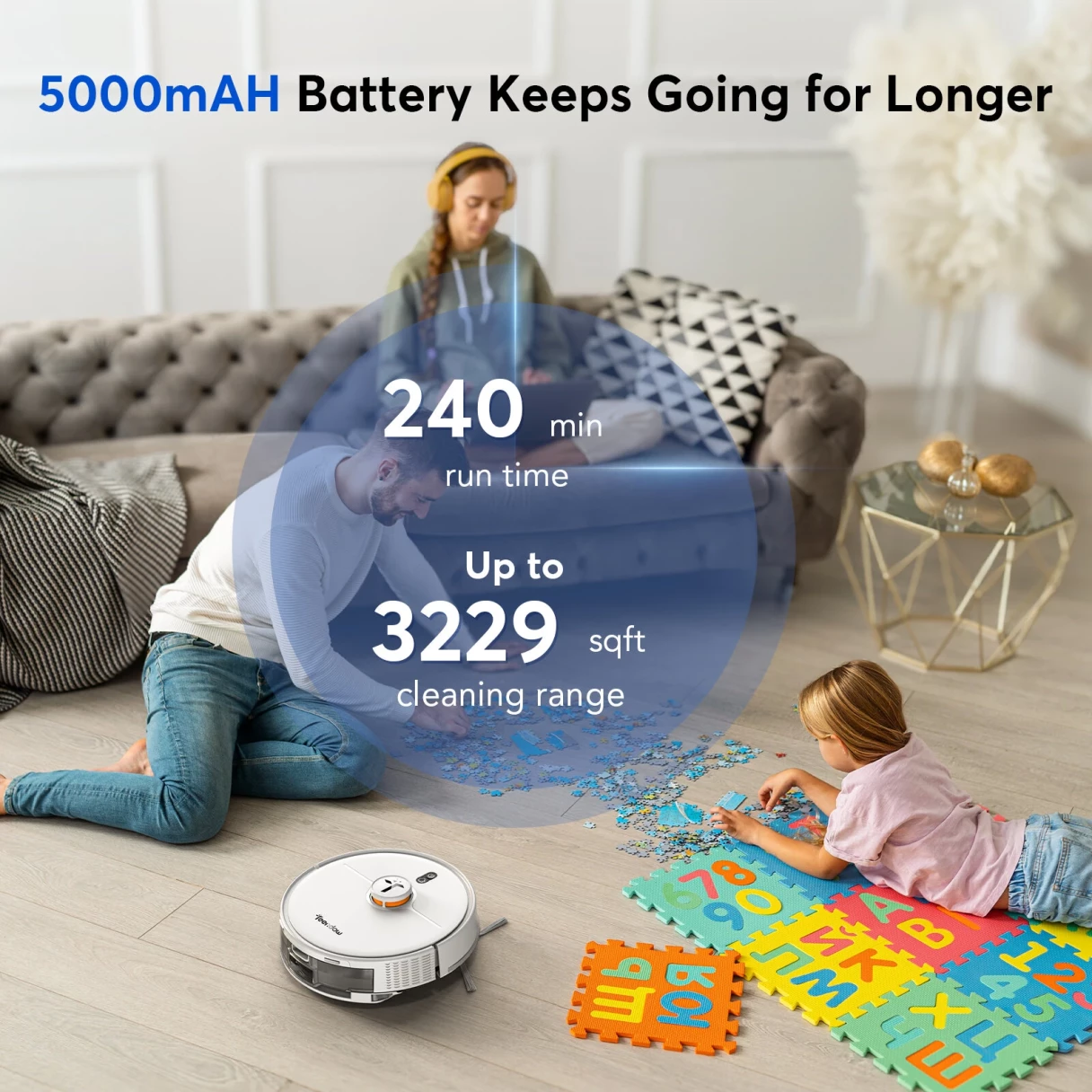 [EU Direct]Teendow D20S MAX+ Robot Vacuum and Mop 6000Pa Robot Vacuum Mop Cleans Pet Hair PreciSense LiDAR Navigation App and Voice Control