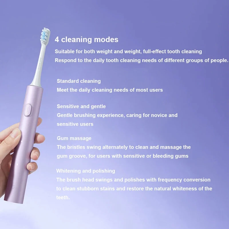 Xiaomi Mijia T302 Sonic Electric Toothbrush with DuPont Antibacterial Bristles Four Cleaning Modes 150 Days Battery Life 360° Wireless Charging, and IPX8 Waterproof for Comprehensive Oral Hygiene Care