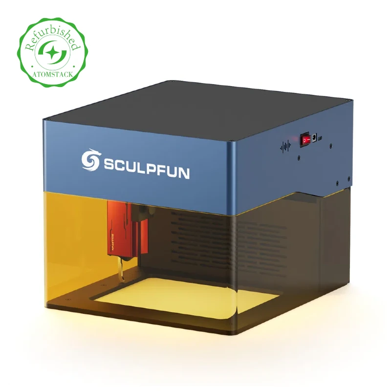 Refurbished SCULPFUN iCube Pro 5W Laser Engraver Portable Laser Engraving Machine with Smoke Filter Temperature Alarm 130x130mm Engraving Area