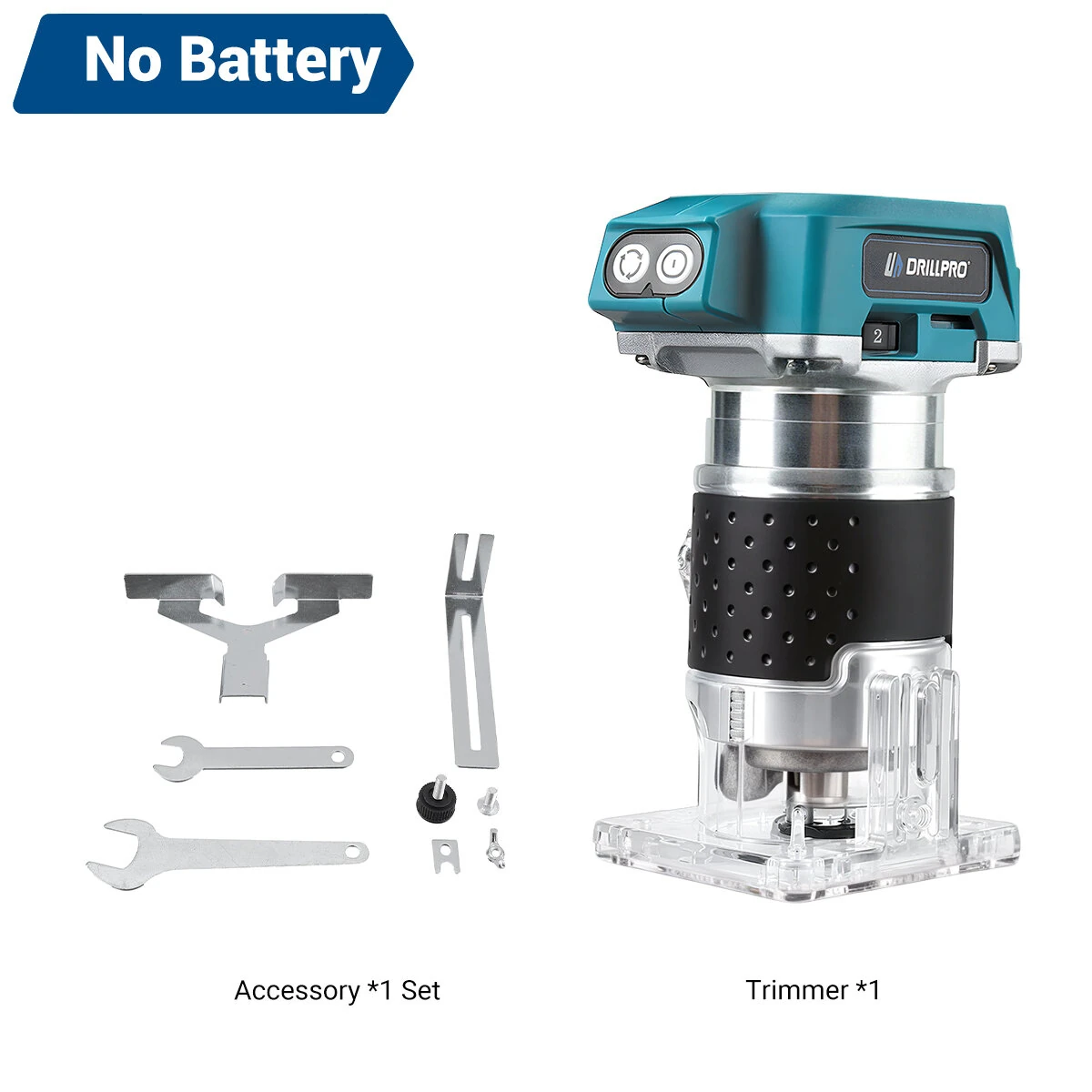 Drillpro Cordless Brushless 350W Electric Wood Trimmer Compact Wood Router For Wood Trimming Slotting Carving