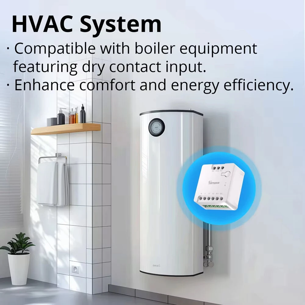 SONOFF MINI-D Dry WiFi Smart Switch with Matter Dry Contact Output AC/DC Input Compatible Alexa & Google Home for Garage Doors Boilers Low Power DC Motors/Solenoid Valves
