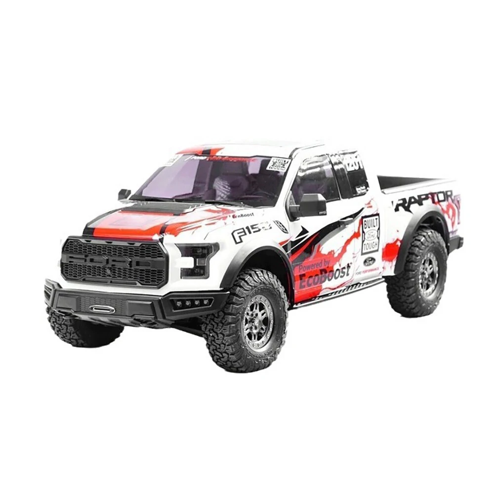 Traction Hobby KM 1/8 2.4G 4WD for Ford F150 RC Car Rock Crawler Off-Road Climbing Pickup Truck Differential Lock LED Light Mountain Vehicles Models Simulation Electric Remote Control Toys