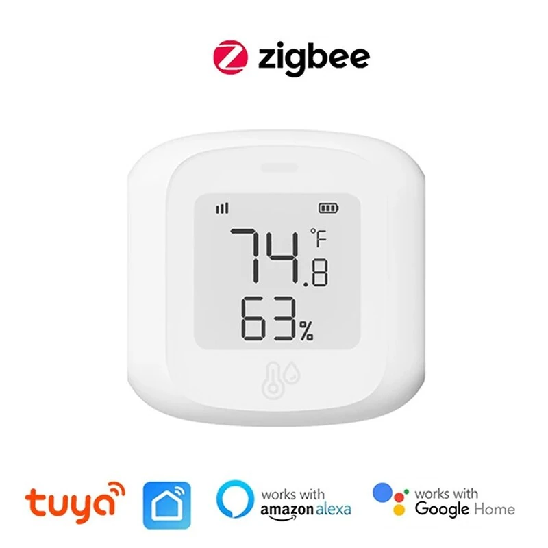Tuya Smart WiFi Zigbee3.0 Temperature Humidity Sensor Indoor Hygrometer Thermometer Detector with LCD Display Remote Control Support Alexa Google Home