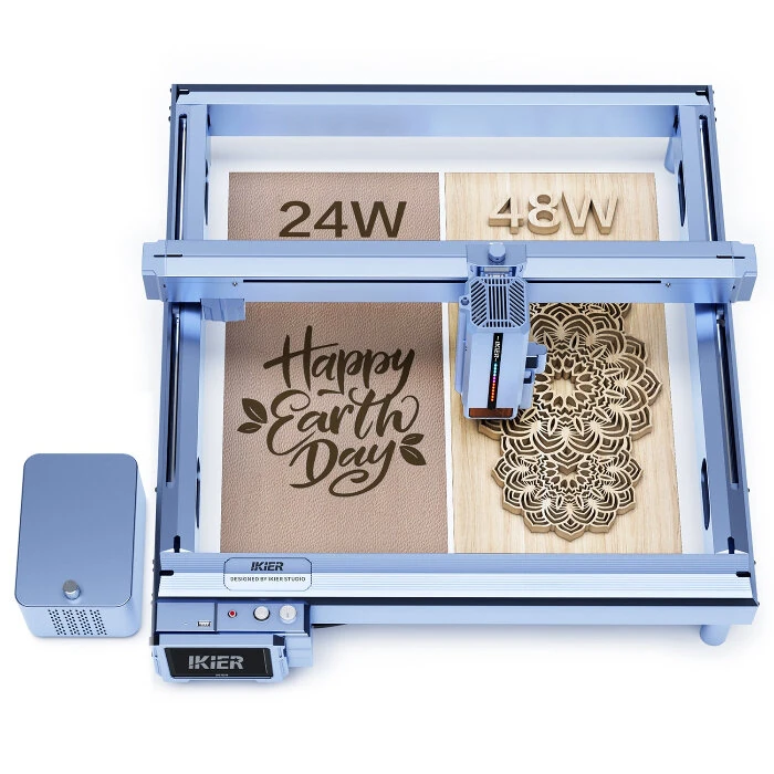 iKier K1 Pro Max 48W/24W Power Switching Engraving Machine Engraver Laser Cutter With 4.3" Touch Screen / Air Assist 900mm/s Ultra Fast Speed Motorized Z-axis Autofocus