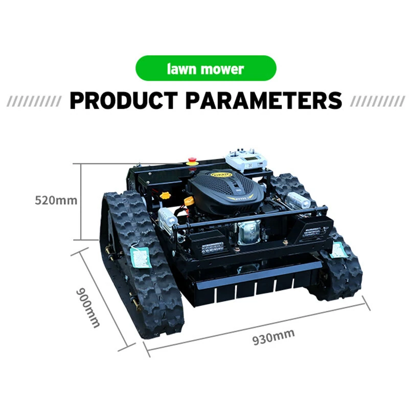 EU RV225 Remote Control Robot Lawn Mower 600m Range 9hp Engine Adjustable 10-150mm Cutting Height 1500m²/h Efficiency
