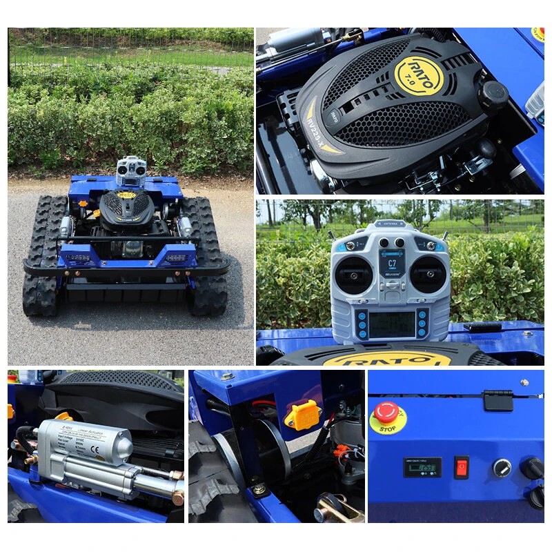 EU RV225 Remote Control Robot Lawn Mower 600m Range 9hp Engine Adjustable 10-150mm Cutting Height 1500m²/h Efficiency