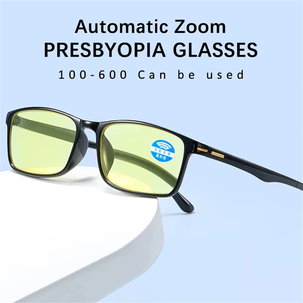 Auto Zoom Reading Glasses Adjust Hyperopia Glasses Can Be Used From 100 To 600 Anti-Blue Light Night Vision/Transparent Presbyopia Eyeglasses