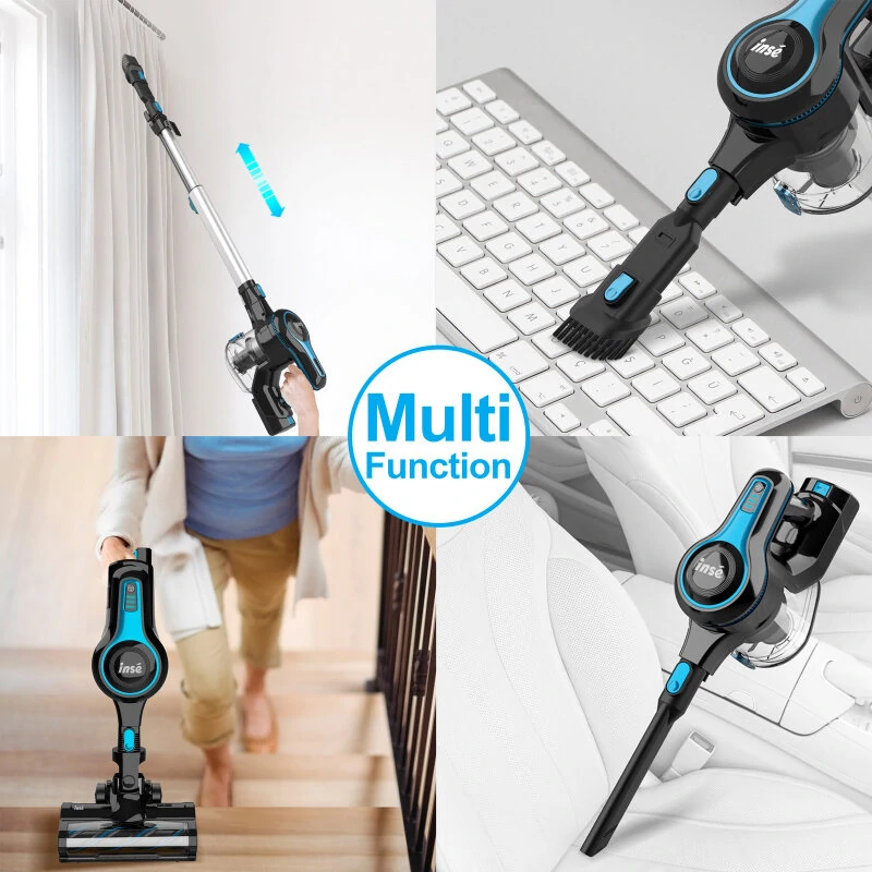 [EU Direct] INSE N5S 6 in 1 Cordless Vacuum Cleaner 12000Pa Suction Power 45mins Long Runtime 5 Stages Filtration with Flexible LED Motorized Floor Brush Design