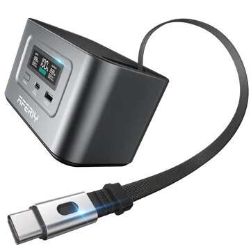 [EU Direct] AFERIY Nano100 Portable Power Station 100W 99.2Wh LiFePO4 Battery Telescopic Type-C Cable, Carry-on Airplane, 1.5h Full Charge Dual Way 100W PD, Solar Generator,TSA Approved Porta