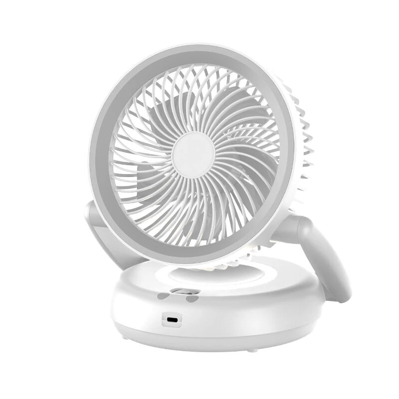 Foldable Wall-mounted Fan with Night Light 360° Rotational Airflow Desktop Electric Fan 5 Wind Speed Adjustable Air Circulation Fan for Dormitory Office