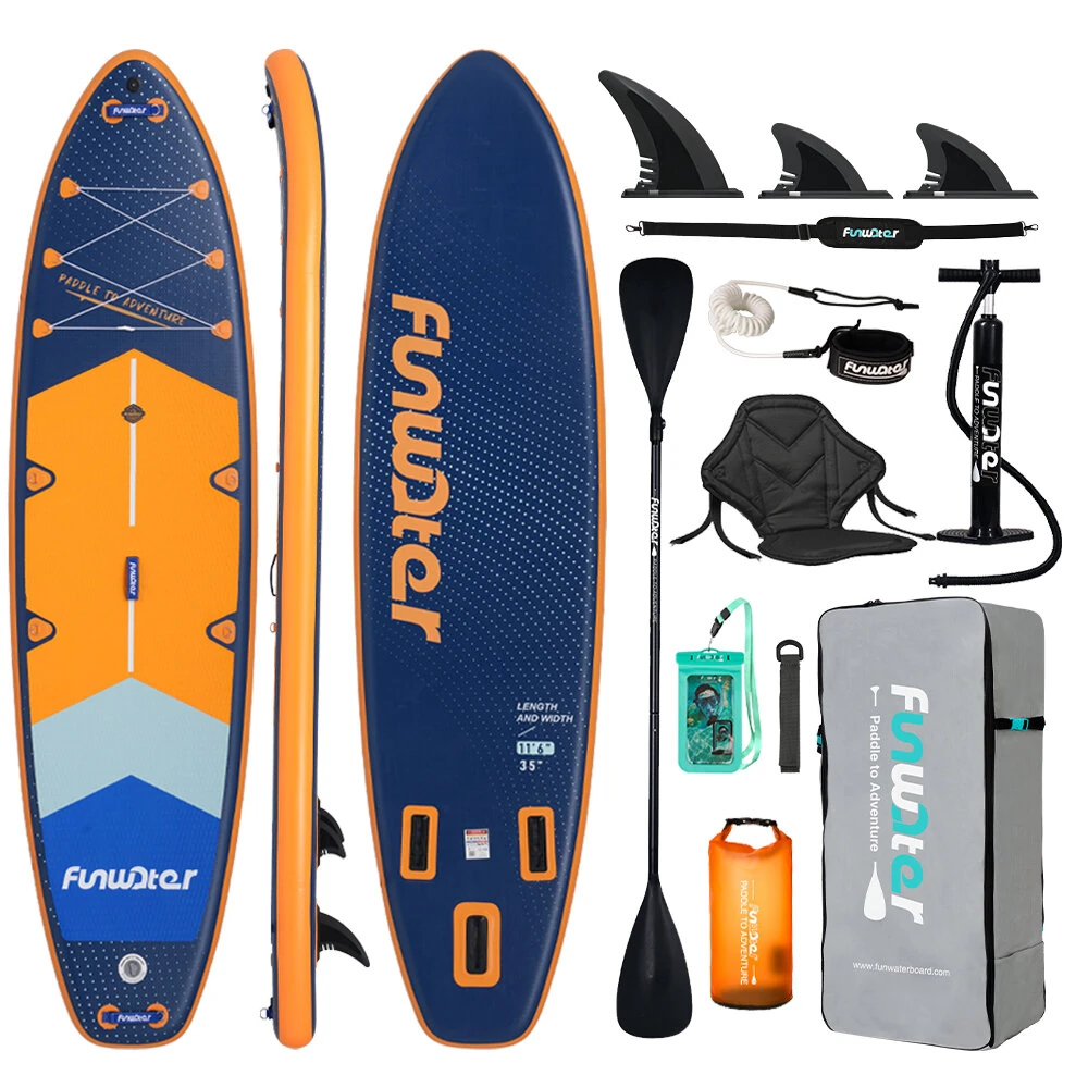 [EU Direct] FunWater 350x90Xx15CM Wider Longer ISUP With Seat For Family Touring Solo Adventure, High Stability and Resistance Unisex Inflatable Stand Up Paddle Board Adult Surfboard, SUPFW43A SUPFW43B