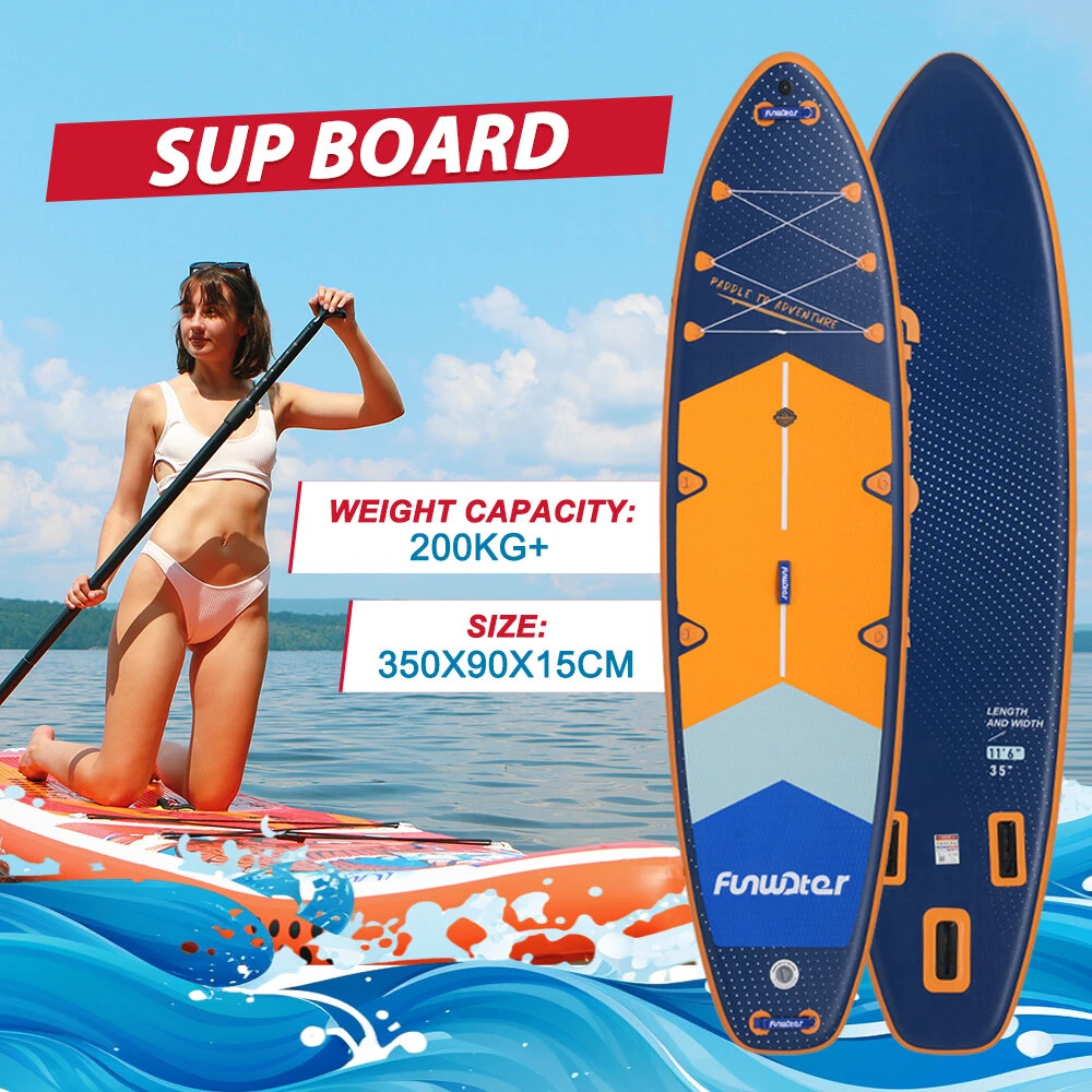 [EU Direct] FunWater 350x90Xx15CM Wider Longer ISUP With Seat For Family Touring Solo Adventure, High Stability and Resistance Unisex Inflatable Stand Up Paddle Board Adult Surfboard, SUPFW43A SUPFW43B