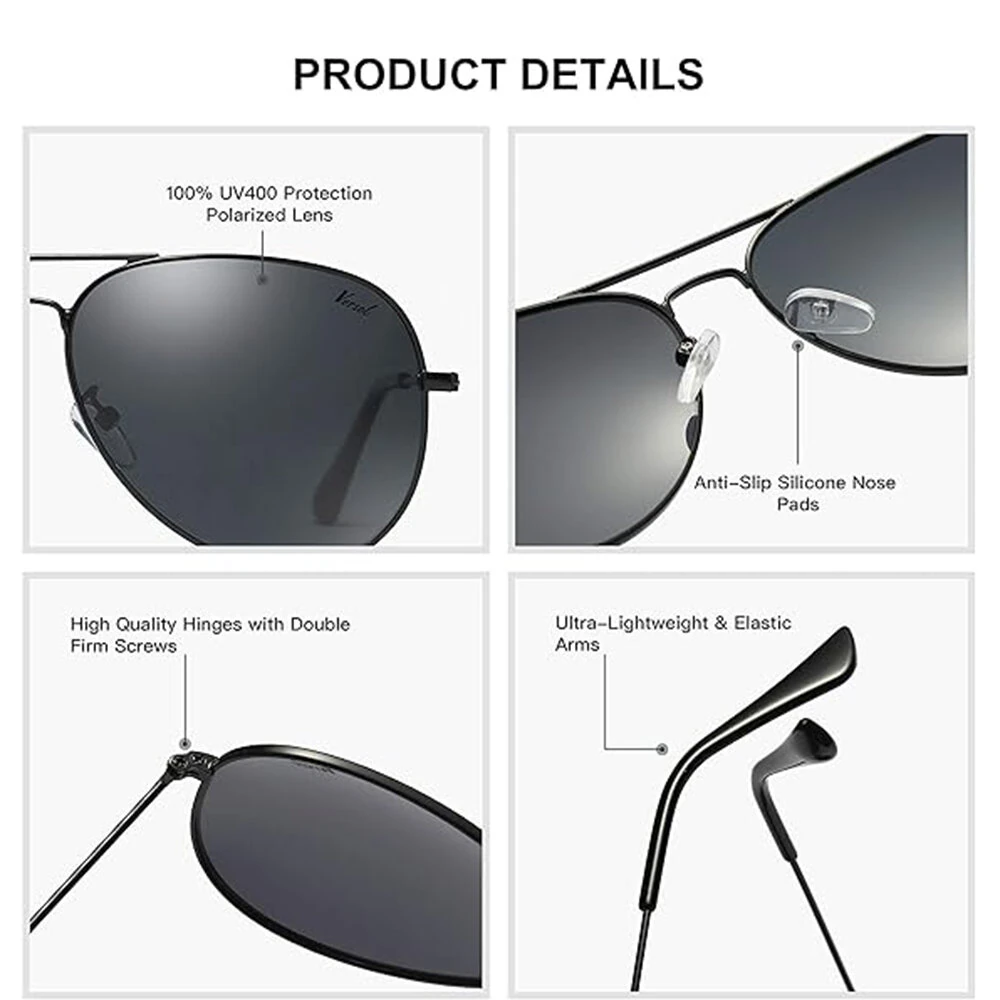 Photochromic Polarized Sunglasses UV400 Protection Anti-Glare Sun Glasses for Outdoor Driving Fishing with Case