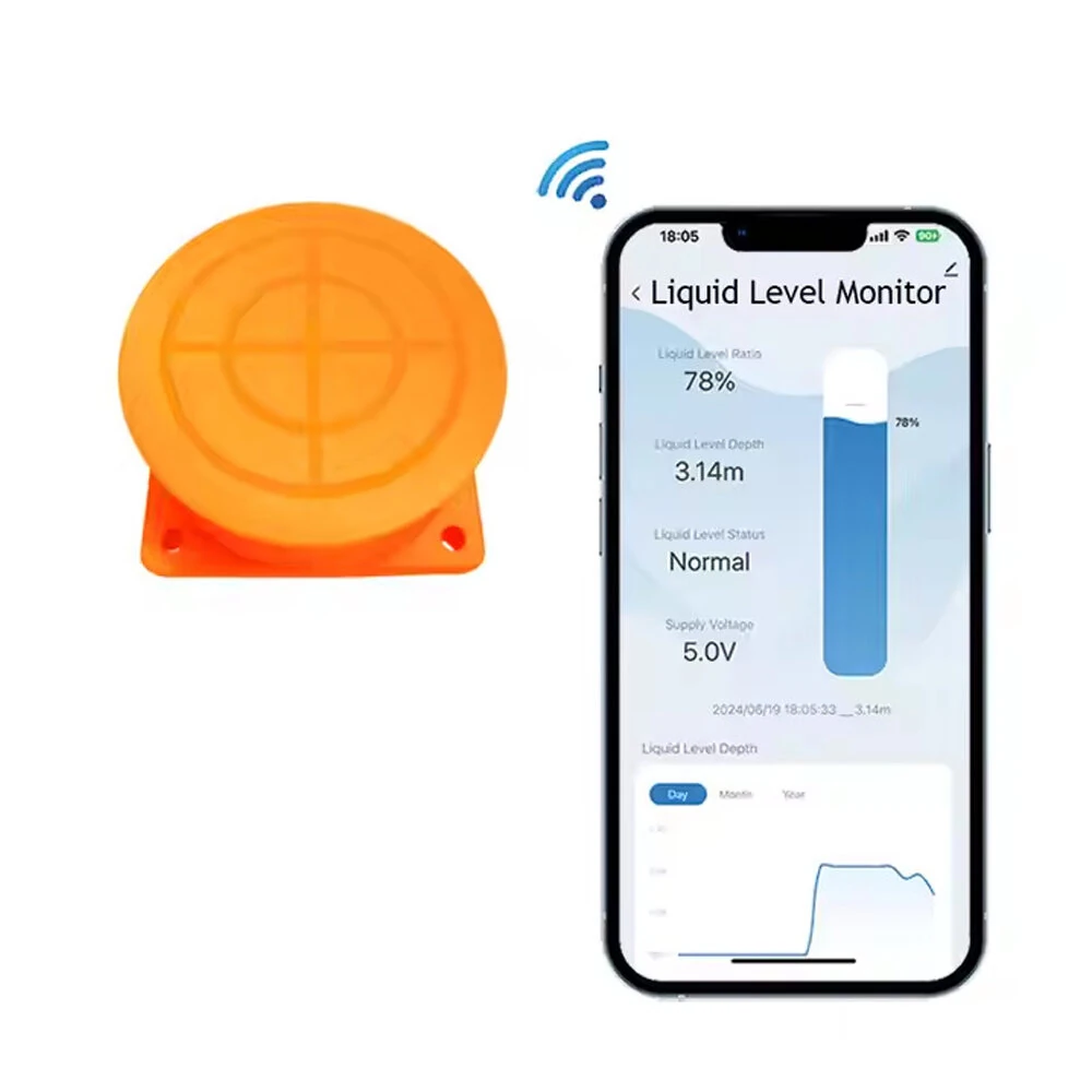 Tuya Smart WiFi Water Tank Real-time Monitor Sensor Ultrasonic Liquid Level APP Wireless Monitor Water Level Alarm Notification