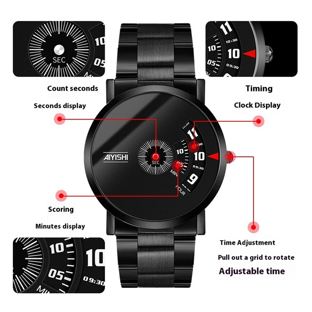 AIYIASHI Personalized Simple Waterproof Quartz Watches for Men Fashionable Business Casual Stainless Steel Men's Wristwatch