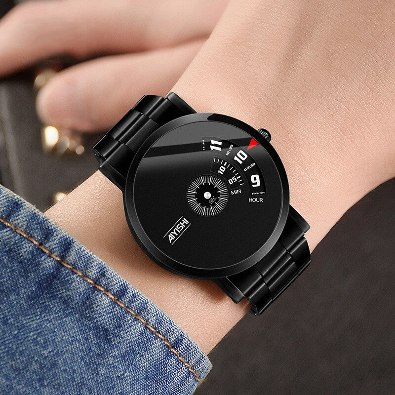 AIYIASHI Personalized Simple Waterproof Quartz Watches for Men Fashionable Business Casual Stainless Steel Men's Wristwatch