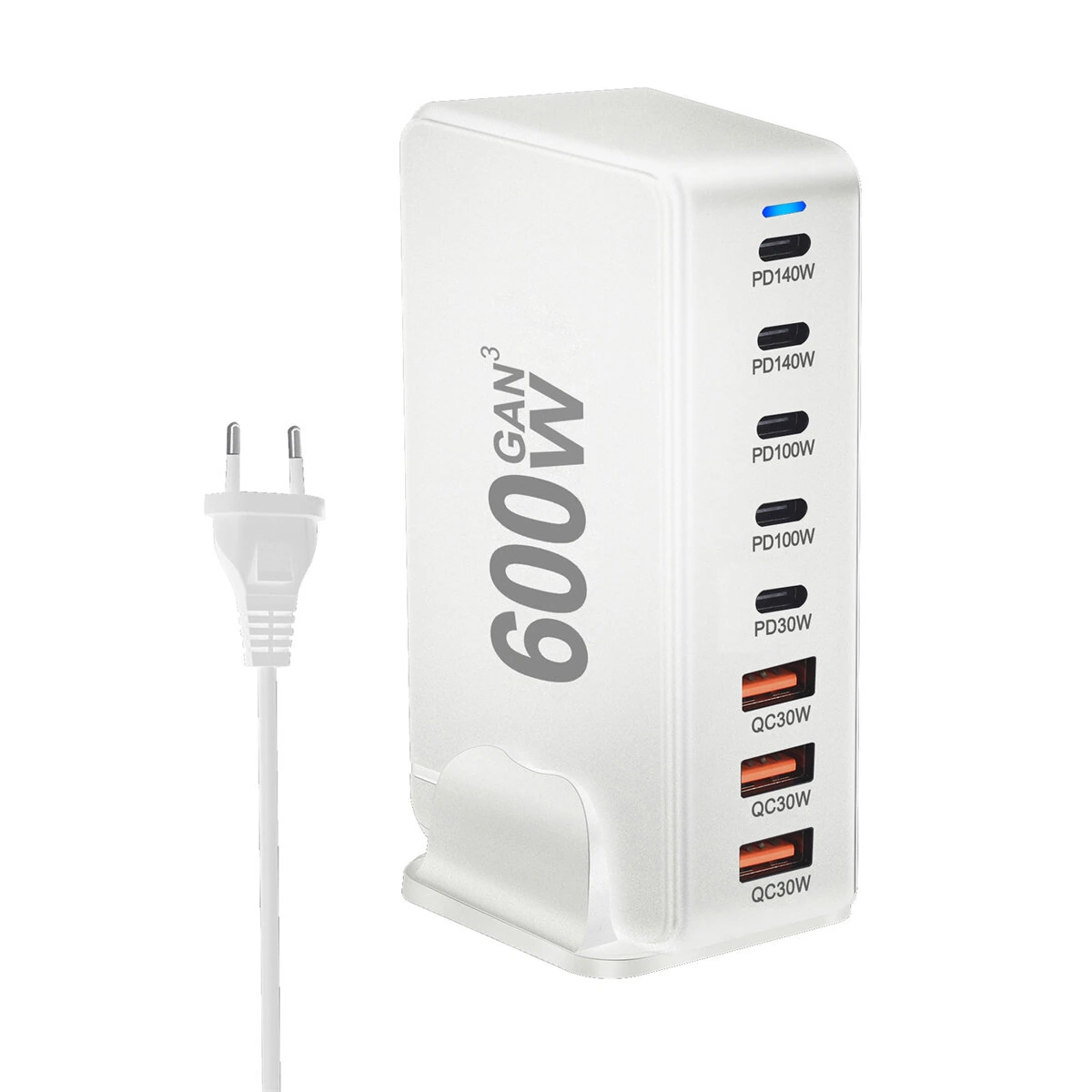 [GaN Tech]Bakeey YMX-600W 600W 8-Port USB PD Charger 5USB-C+3USB-A QC PD3.1 Fast Charging Desktop Charging Station EU Plug US Plug for iPhone 16 16 Pro 15 14 13 Pro Max for Xiaomi 15pro for Samsung Galaxy Z Flip6